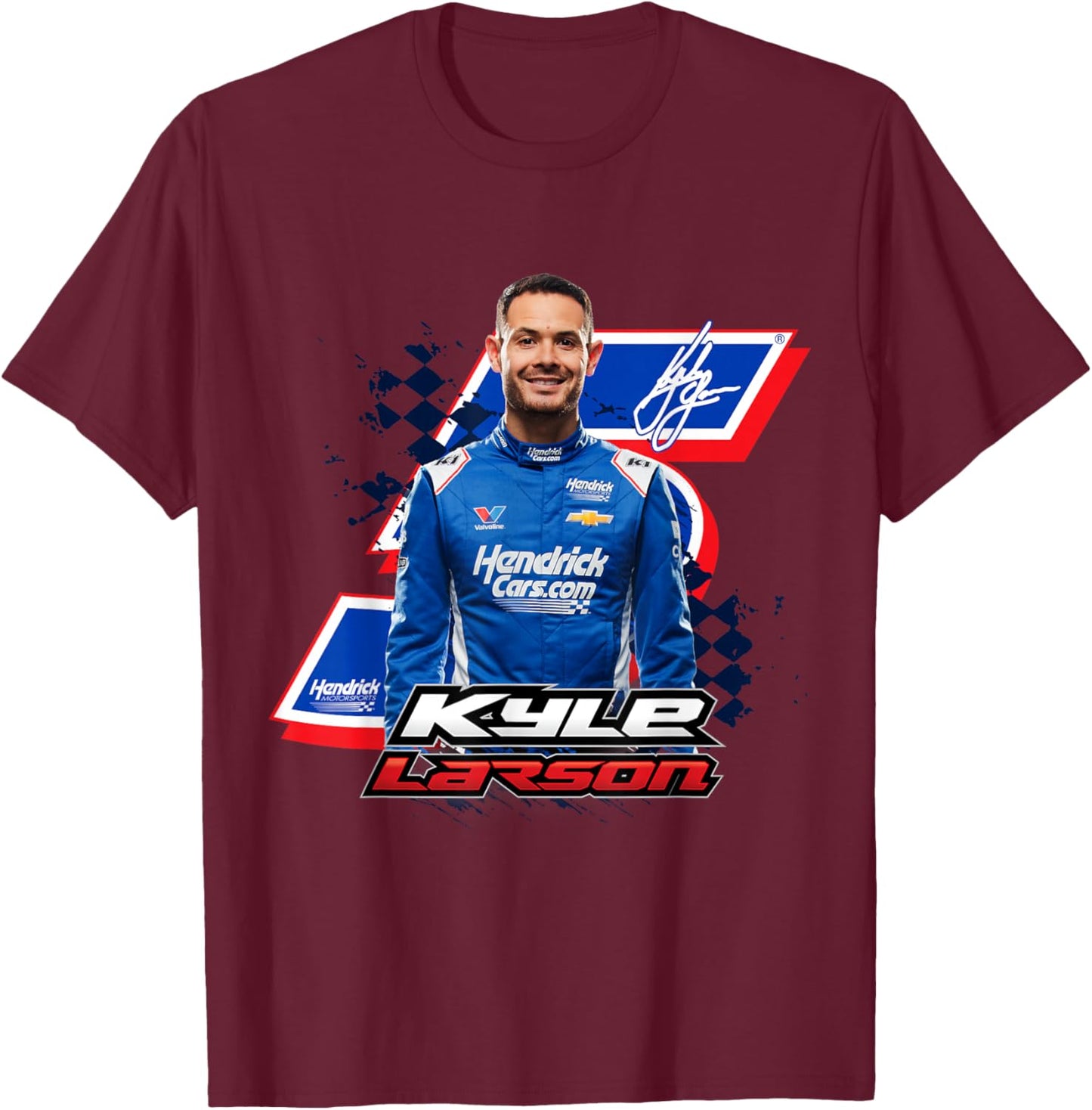 Kyle Larson 5 Racing Fan Graphic T-Shirt - T-Shirt | Maroon