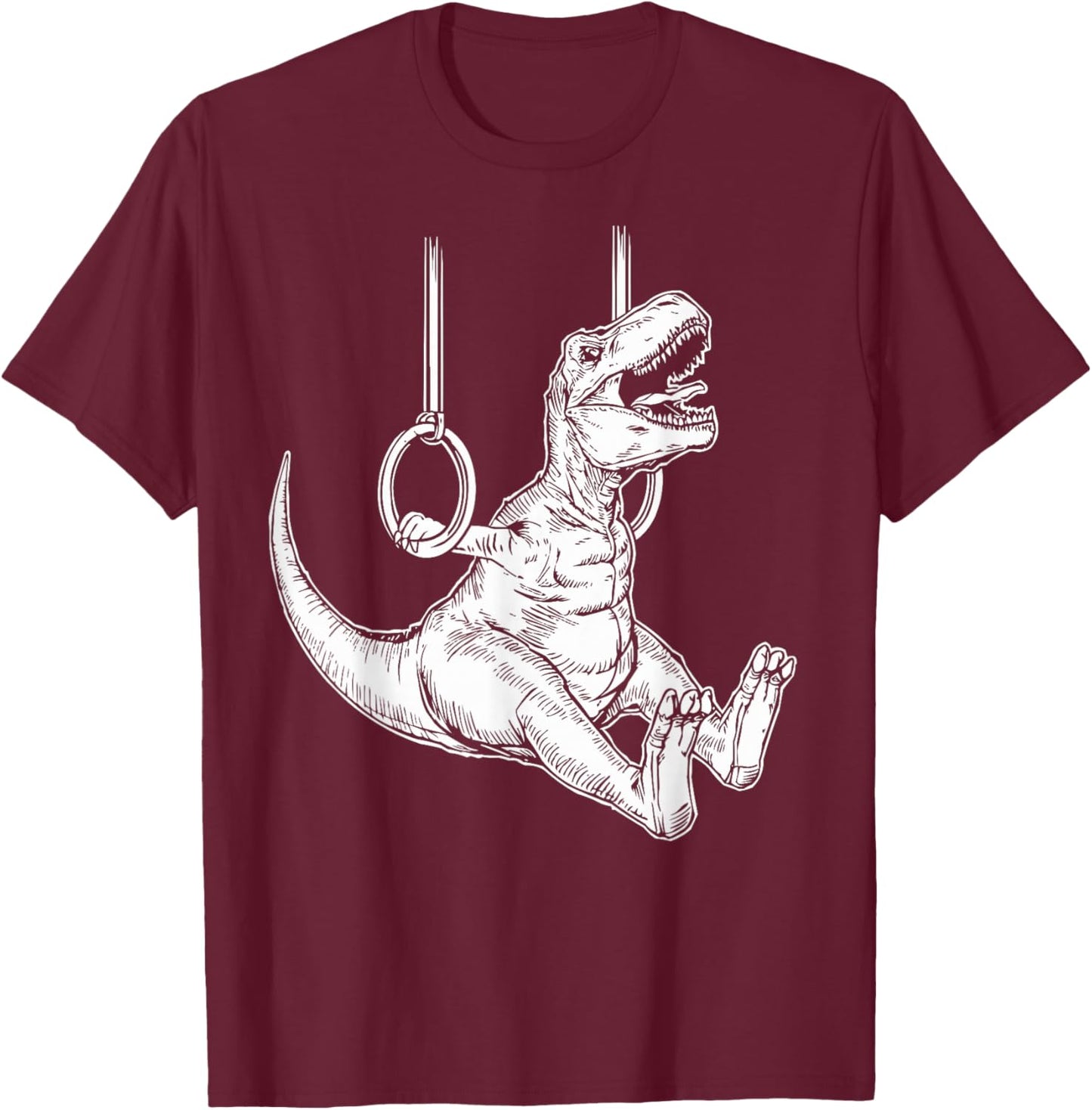Gymnastics Dinosaur Rings Kids Boys Gymnast T-Shirt - T-Shirt | Maroon
