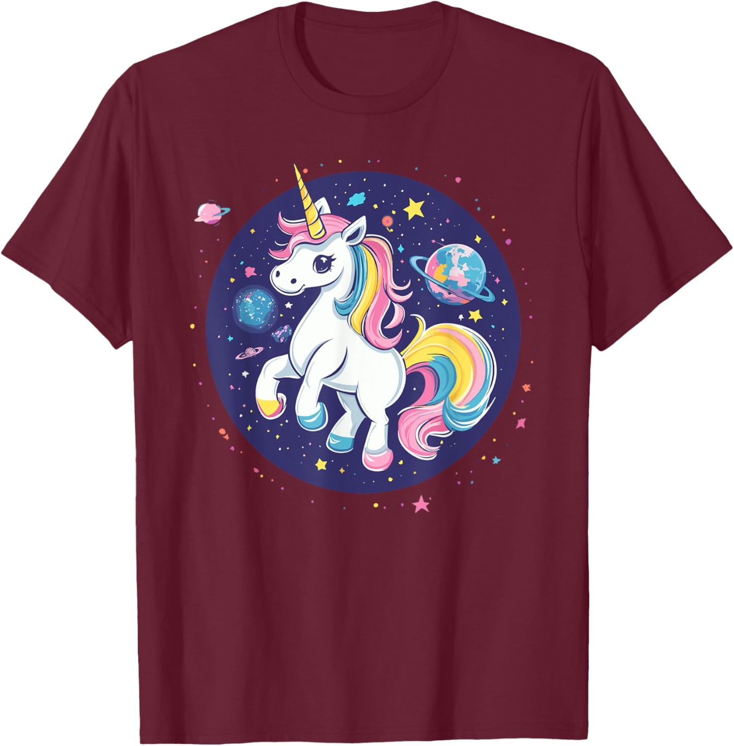 Unicorn In Space Cosmic Rainbow Adventure T-Shirt - T-Shirt | Maroon