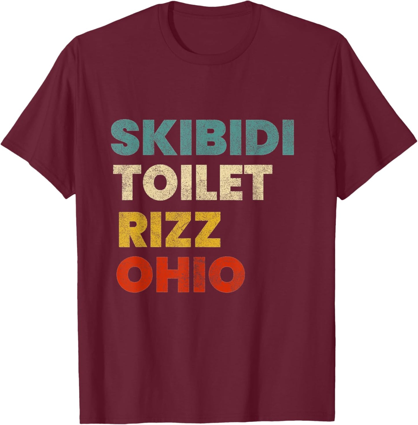 Skibidi Toilet Rizz Ohio T-Shirt - T-Shirt | Maroon