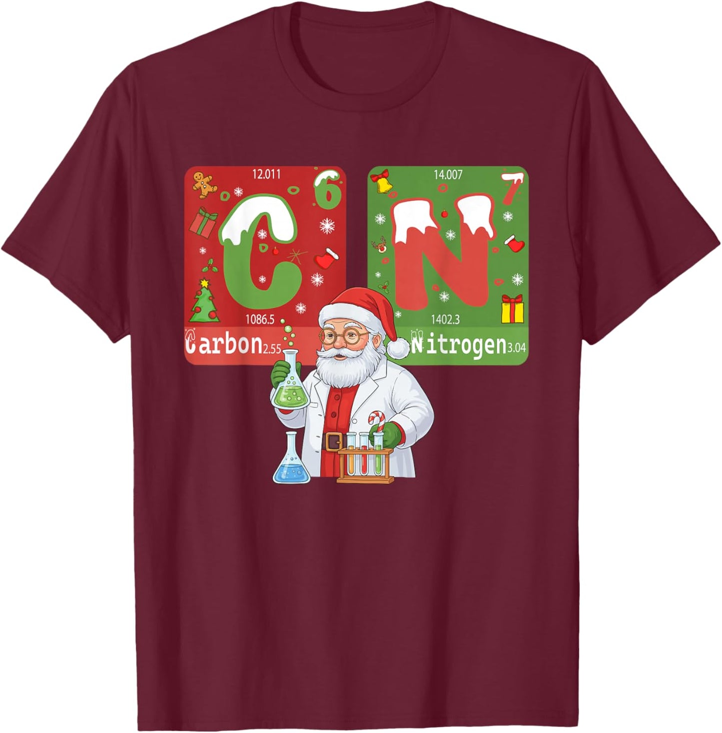 Christmas 67 Meme Science Chemistry Humor Periodic Table T-Shirt - T-Shirt | Maroon