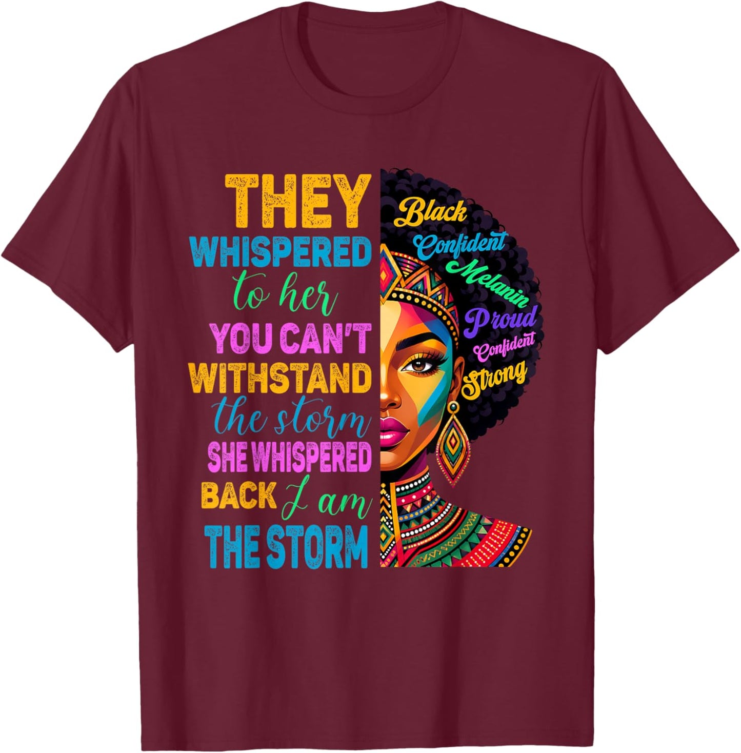 Juneteenth 1865 Storm African American Afro Black Women Girl T-Shirt - T-Shirt | Maroon