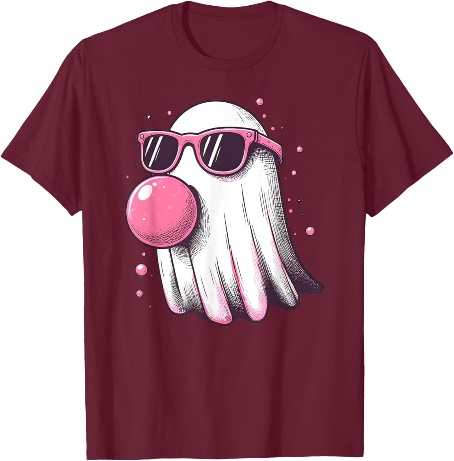Cute Little Ghost Pastel Goth Bubble Gum Cool Halloween T-Shirt - T-Shirt | Maroon