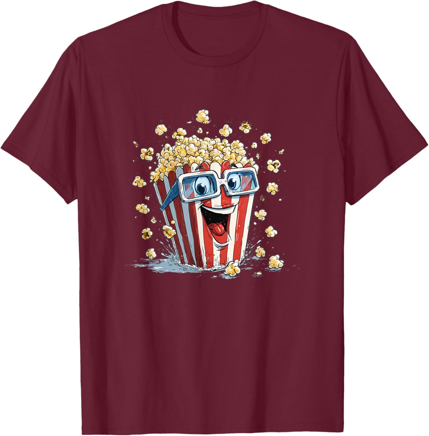 Stunning Popcorn Costume with Shades T-Shirt - T-Shirt | Maroon