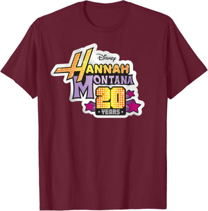 Disney Hannah Montana 20th Anniversary Official Logo T-Shirt - T-Shirt | Maroon