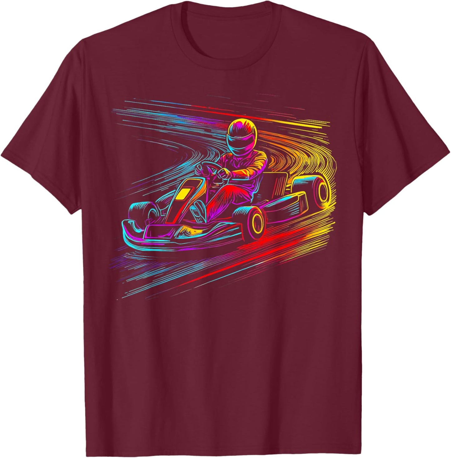 Go Kart Racing Racer Go Karting Popart Colorful T-Shirt - T-Shirt | Maroon