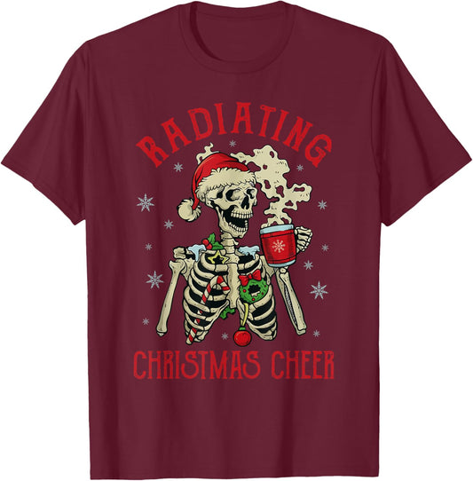 Santa Skeleton T-Shirt - T-Shirt | Maroon