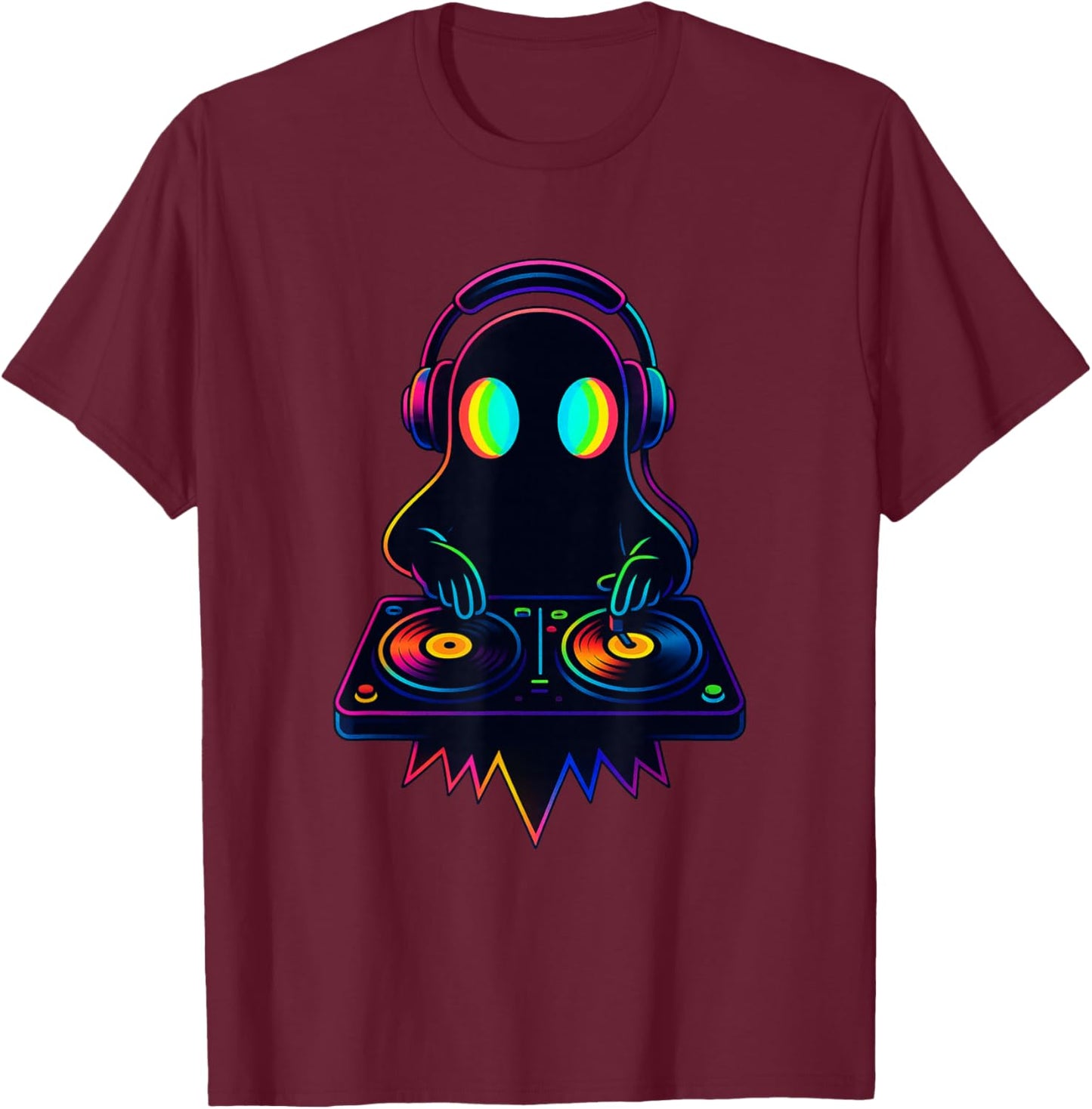 Ghost Trippy Vaporwave Electro Techno EDM Halloween Rave T-Shirt - T-Shirt | Maroon