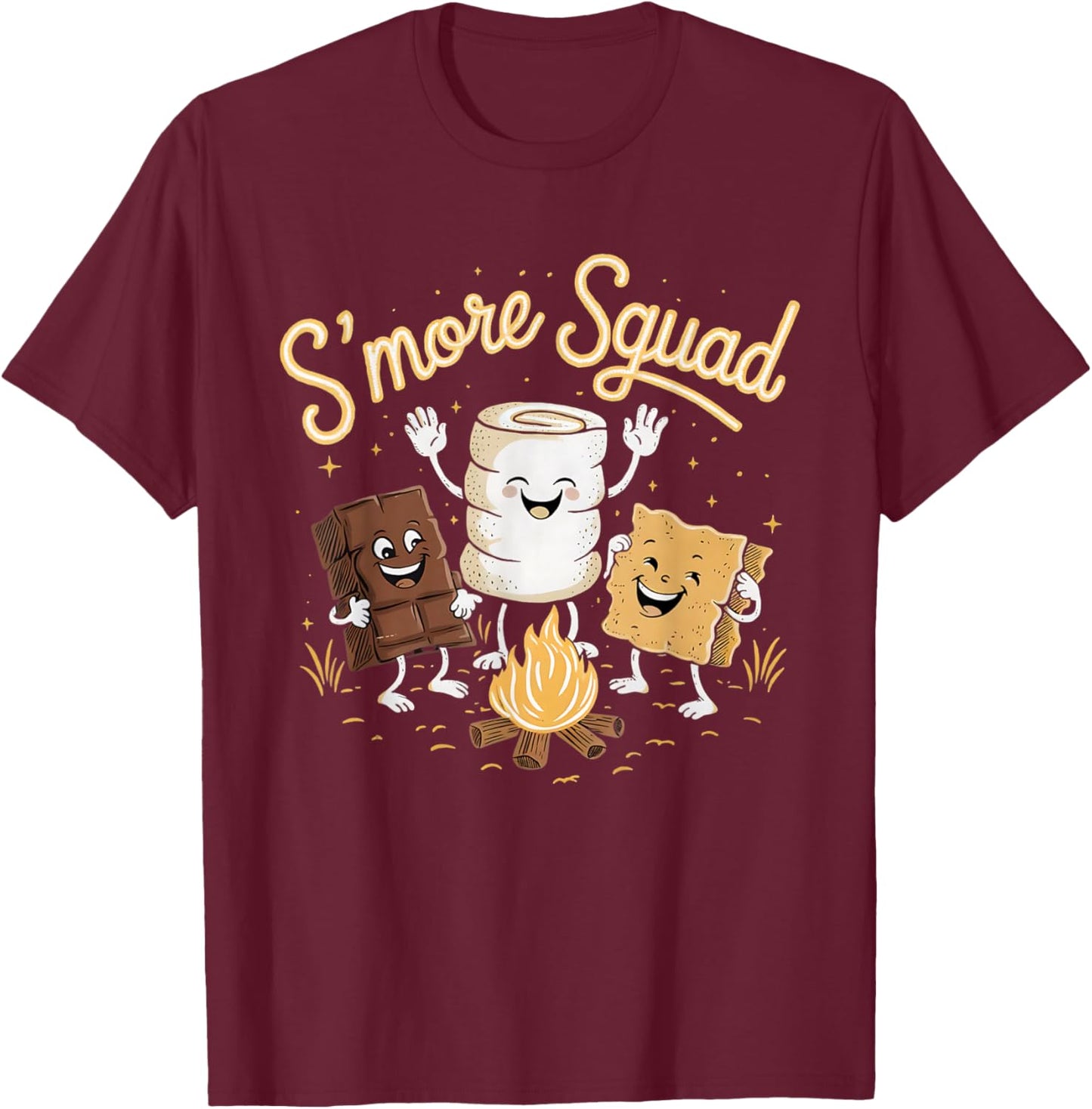 Smore Squad Camping Campfire Chocolate Marshmallow S'mores T-Shirt - T-Shirt | Maroon