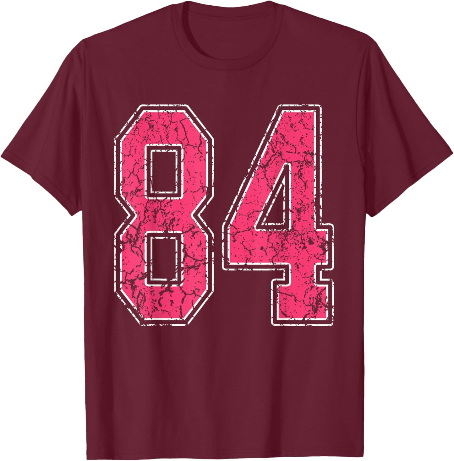 Grunge Pink and White Number 84 Jersey Player Uniform #84 T-Shirt - T-Shirt | Maroon