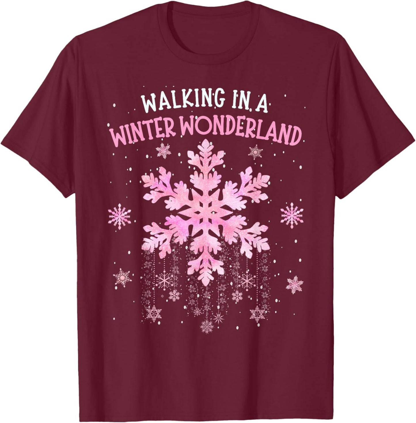 Walking In A Winter Wonderland Tie Dye Snowflake Christmas T-Shirt - T-Shirt | Maroon