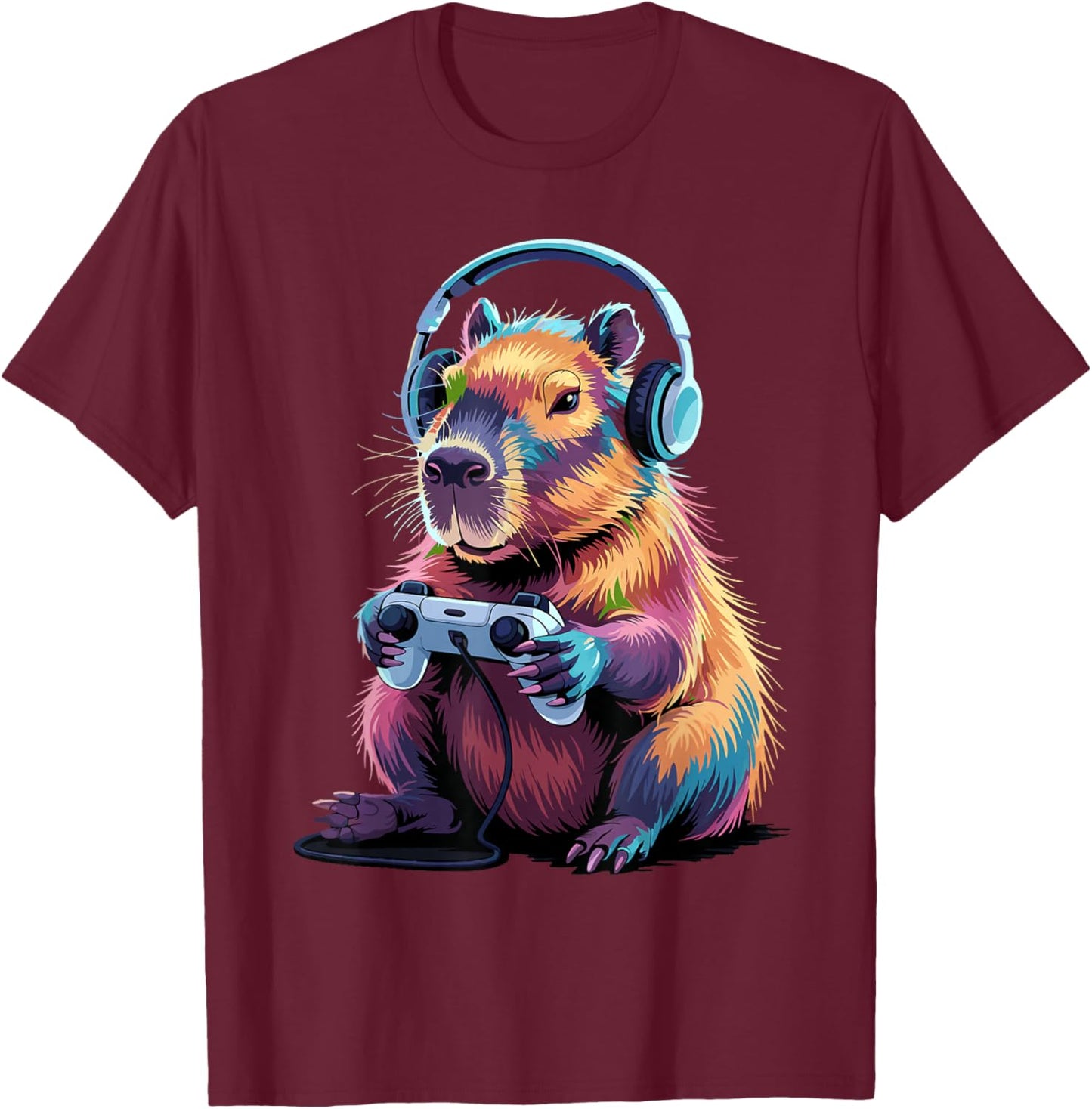 Lustiges Capybara Gamers Tierspiel für Jungen und Mädchen T-Shirt - T-Shirt | Maroon