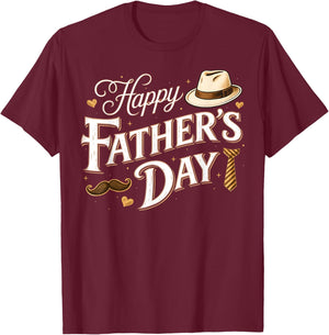 Happy Fathers Day Classic Vintage Retro Dad Grandpa Papa Men T-Shirt - T-Shirt | Maroon