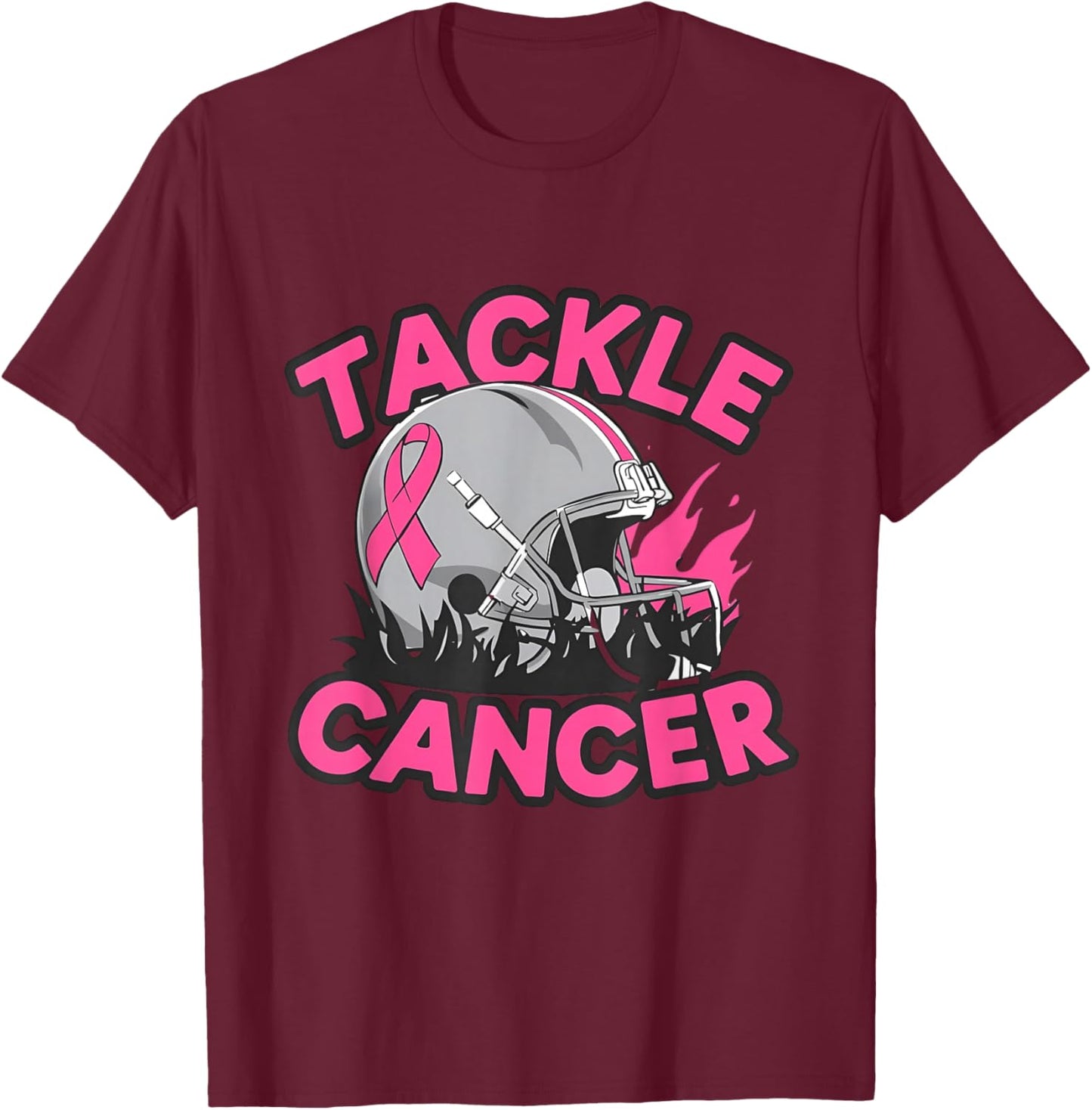 Tackle Breast Cancer Awareness American Football T-Shirt - T-Shirt | Maroon