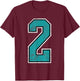 Teal Number #2 Jersey Distressed Lucky Number 2 T-Shirt - T-Shirt | Maroon