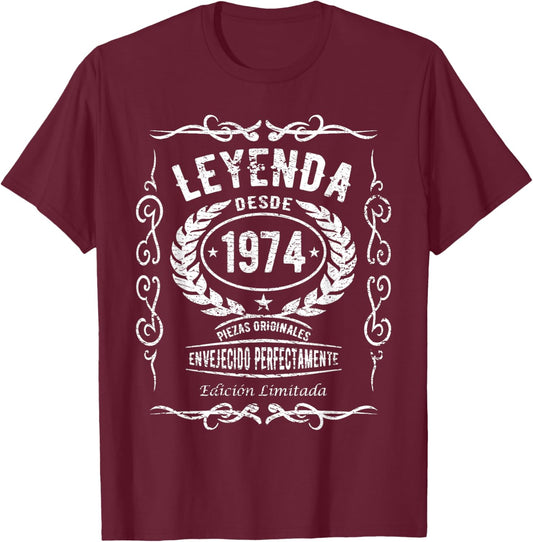 Divertido 1974 50 cumpleaños 50 años hombre mujer T-Shirt - T-Shirt | Maroon