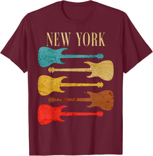 New York Concert Rock Music Festival New York City Guitars T-Shirt - T-Shirt | Maroon