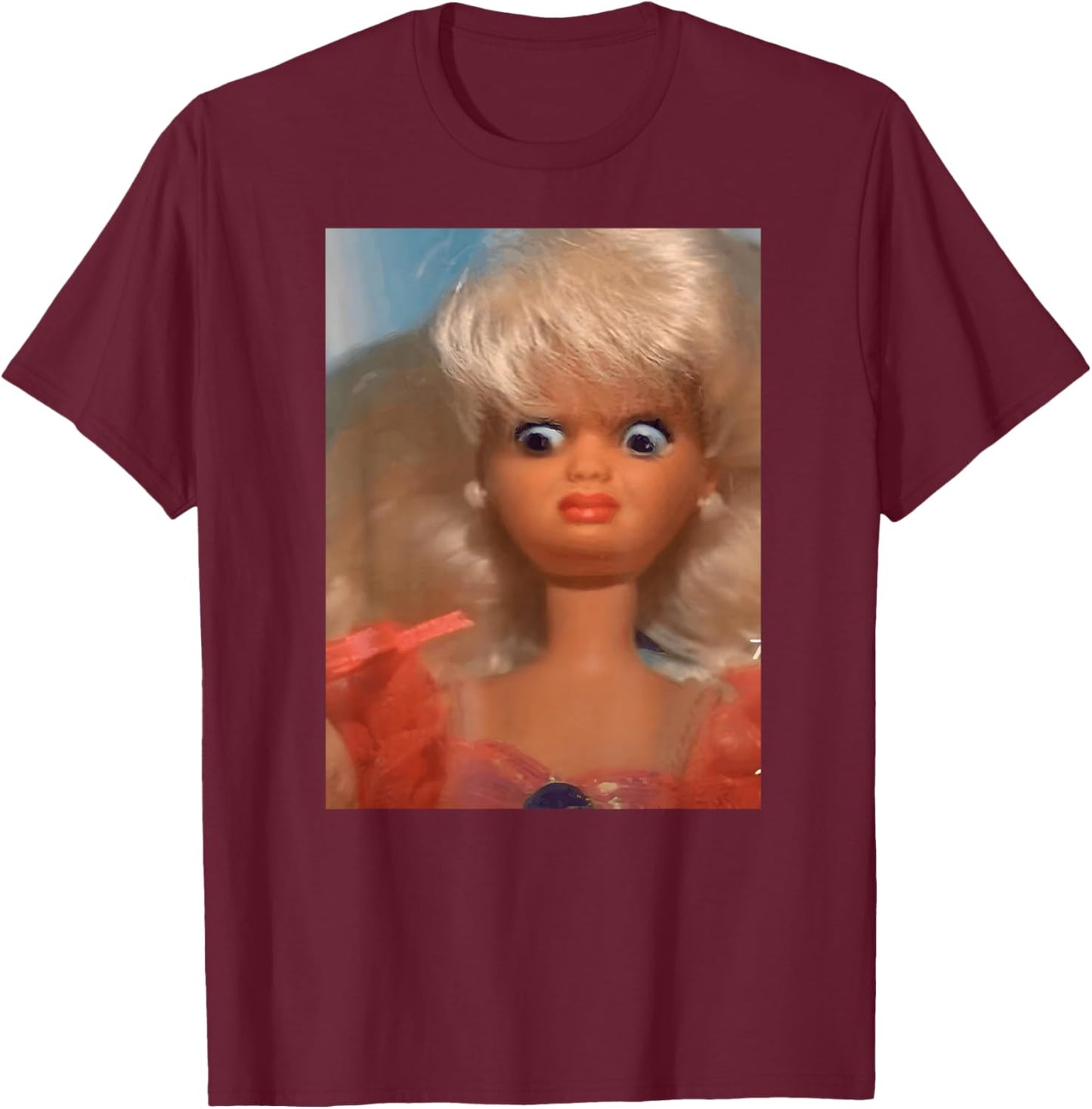 Disgusting Doll Meme Face T-Shirt - T-Shirt | Maroon