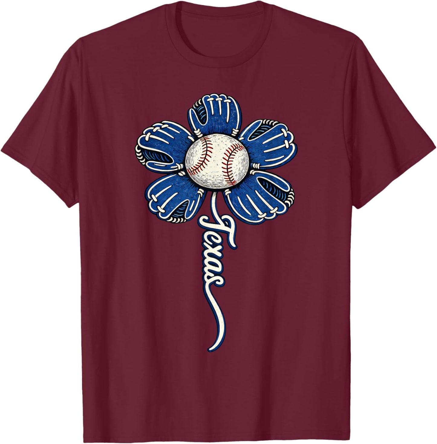 Texas Flower Women Boys Girls Kids T-Shirt - T-Shirt | Maroon