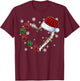 Funny Dog Cat Paws Print Heart Santa Hat Christmas Pajamas T-Shirt - T-Shirt | Maroon