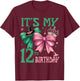 12th Birthday Girl Its My 12th Birthday Witch Pink and Green T-Shirt - T-Shirt | Maroon