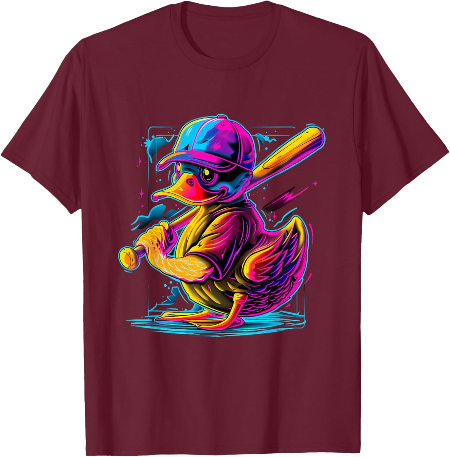 Rubber Duck Baseball Player Rubber Duck Lover Rubber Duckie T-Shirt - T-Shirt | Maroon