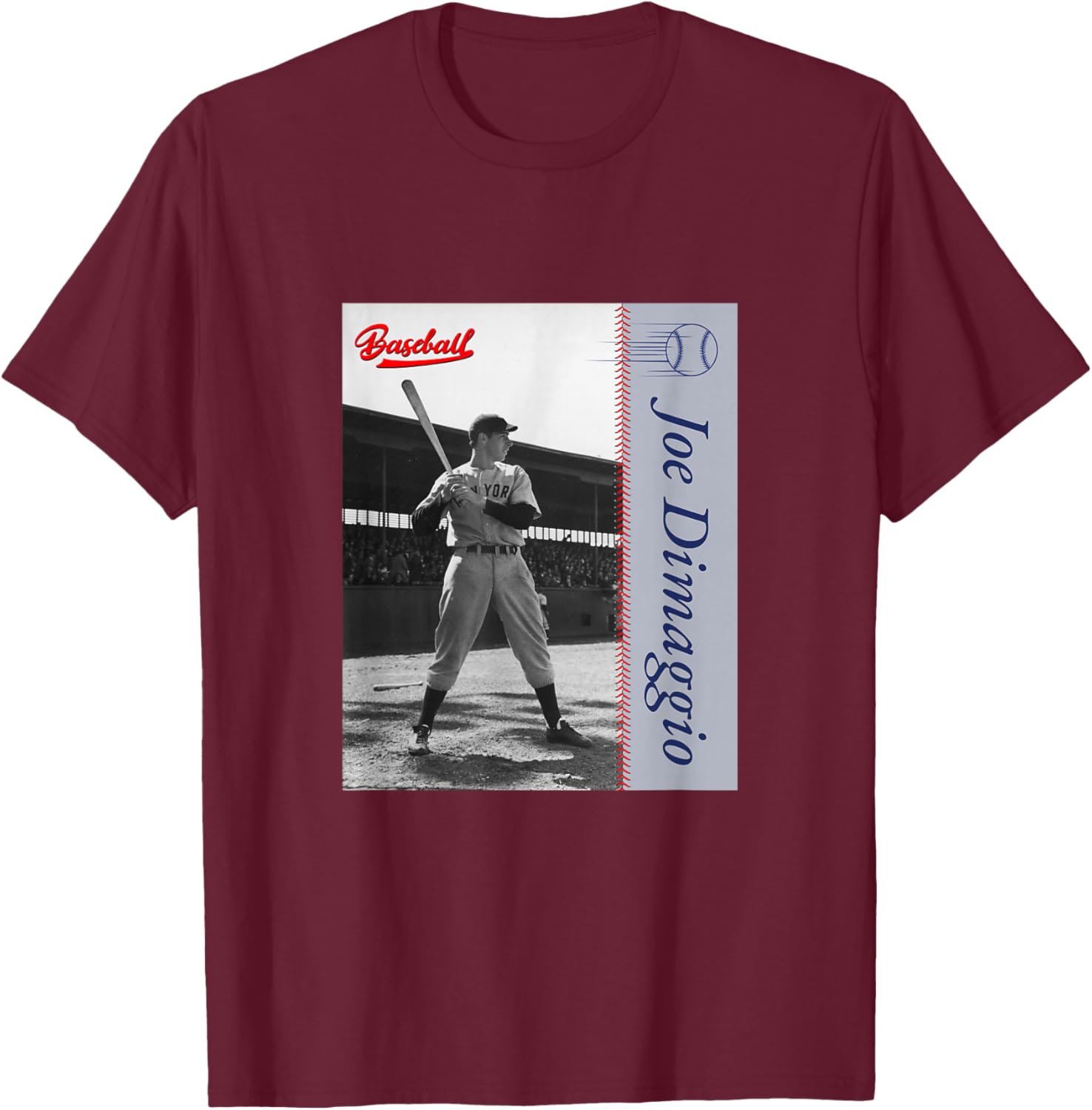 Joe Dimaggio_Baseball_025 T-Shirt - T-Shirt | Maroon