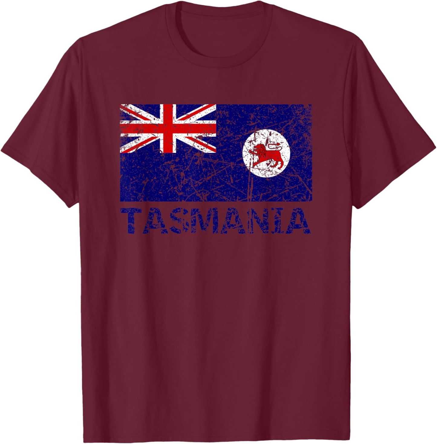 Tasmanian Flag Of Tasmania Distressed Men Women Kids Tassie T-Shirt - T-Shirt | Maroon