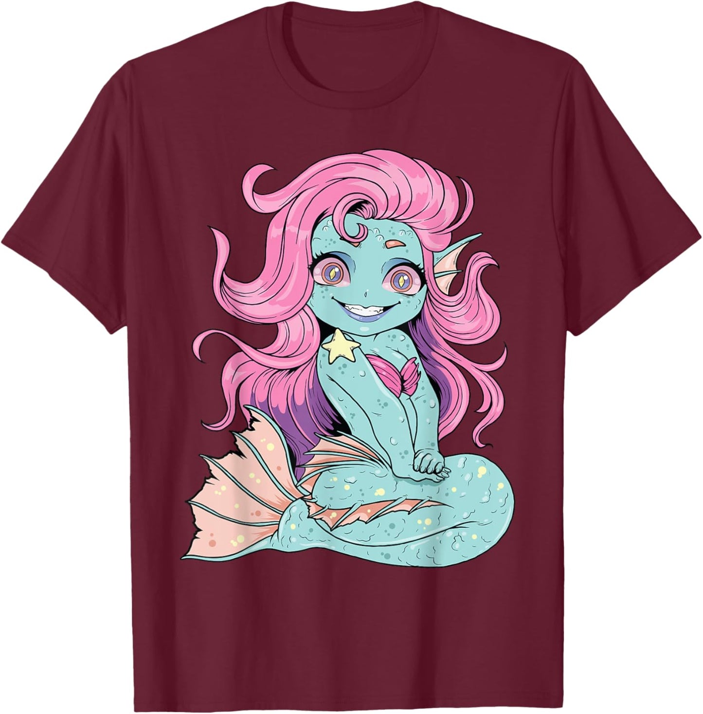 Pastel Goth Mermaid Shirt Kawaii Zombie Mermaid Cute Witchy T-Shirt - T-Shirt | Maroon