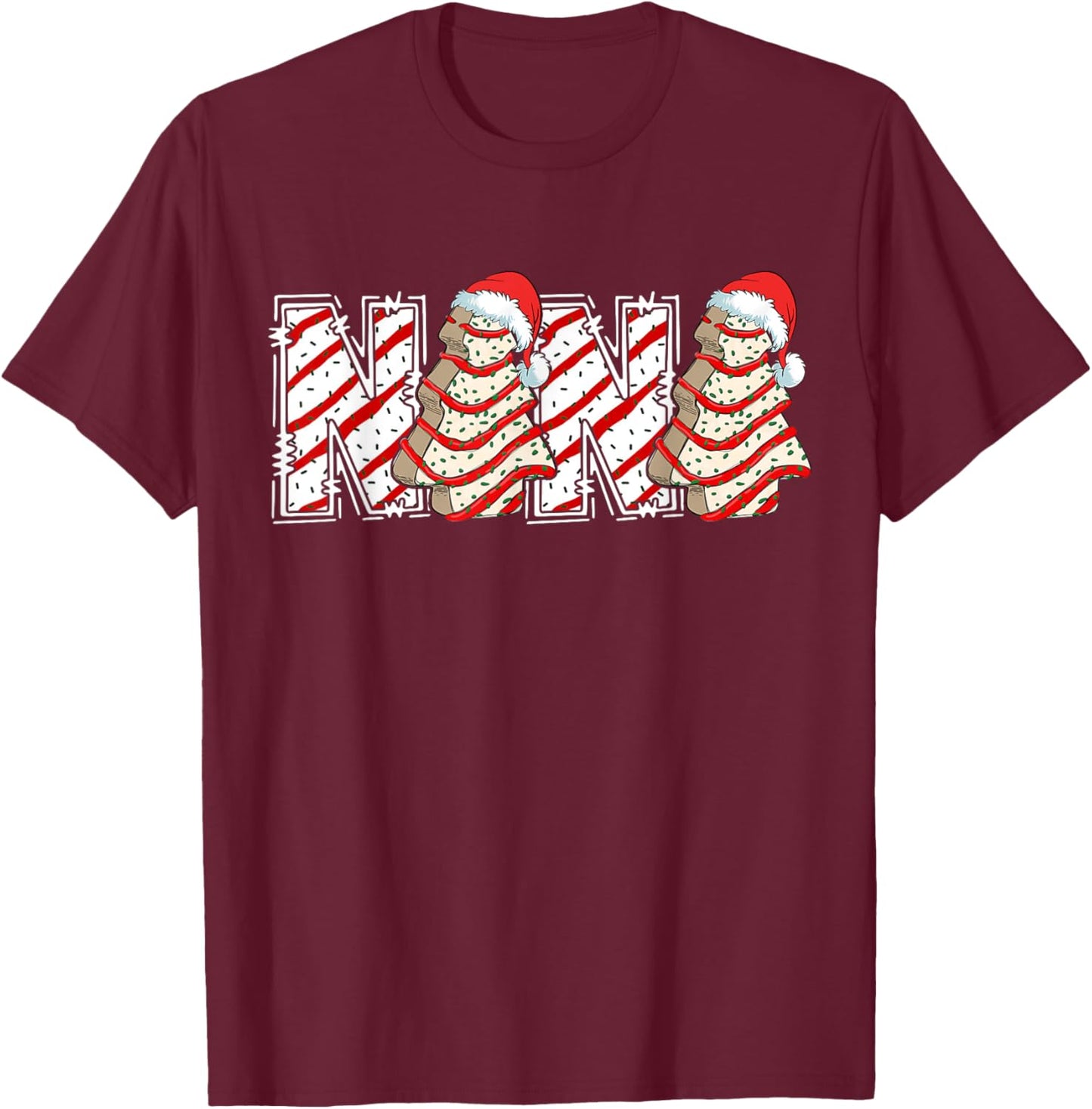 Christmas Tree Cake Nana Funny Christmas Cake Grandma T-Shirt - T-Shirt | Maroon