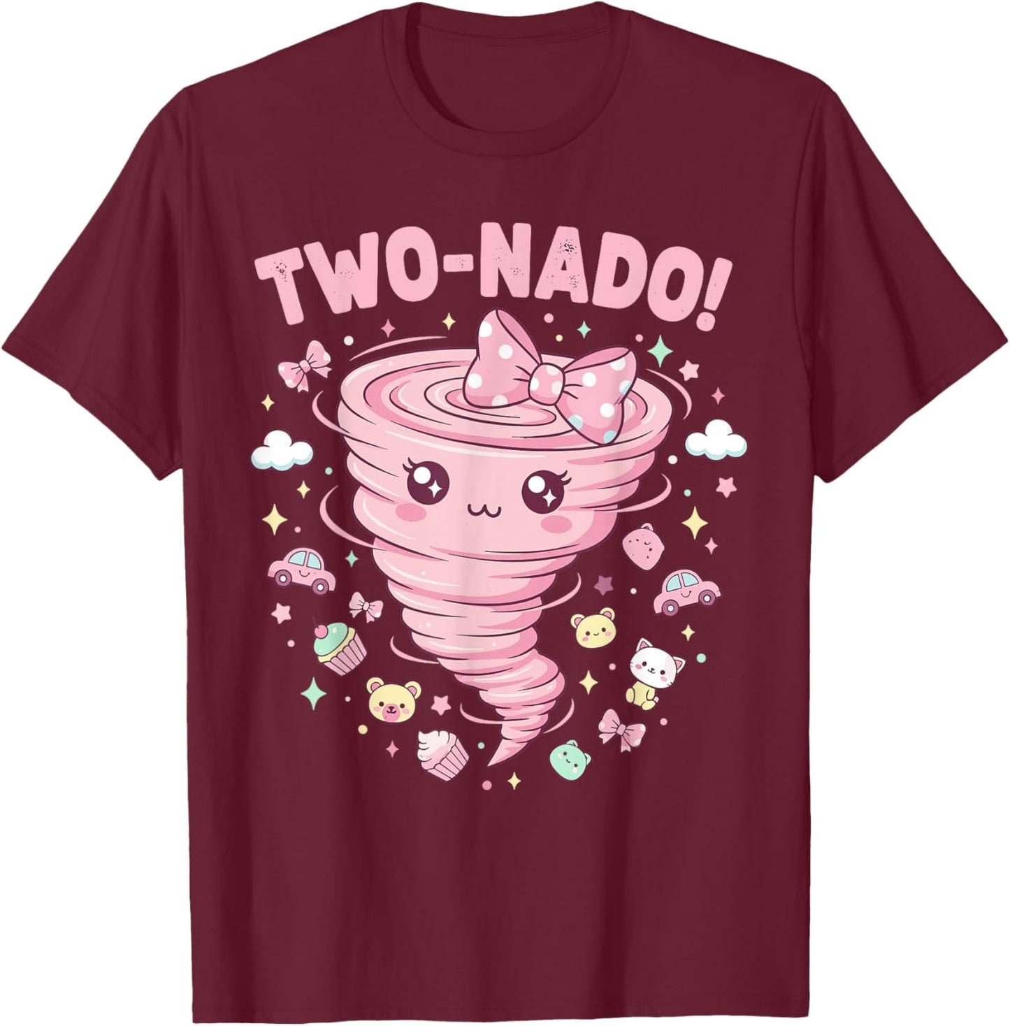 Two Nado Birthday Outfit Girl, Toddler 2 Year Old Tornado T-Shirt - T-Shirt | Maroon