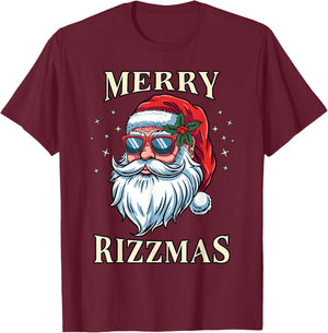Merry Rizzmas Christmas Santa Claus Rizz Xmas Costume Funny T-Shirt - T-Shirt | Maroon
