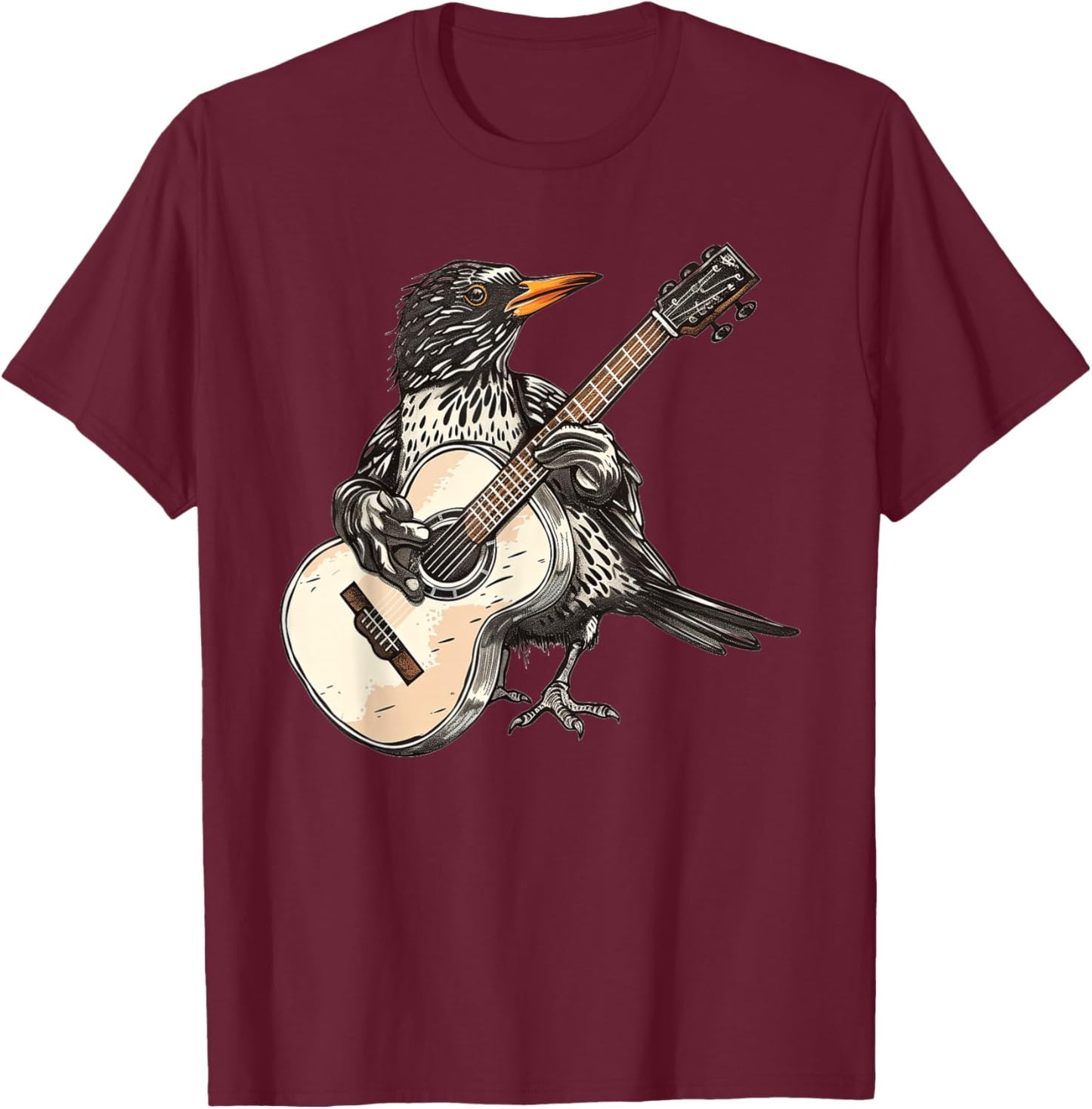 Starling Playing The Guitar T-Shirt - T-Shirt | Maroon
