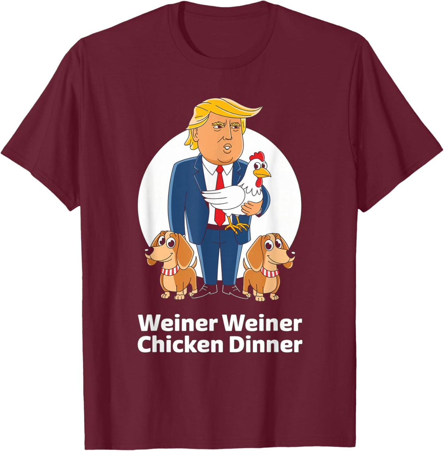 Dachshund Lover Designs Trump Winner -Adults Dachshund Dog Lover Humor Enthusiasts Black Small Classic Fit Short Sleeve Pull On 1 Count T-Shirt - T-Shirt | Maroon