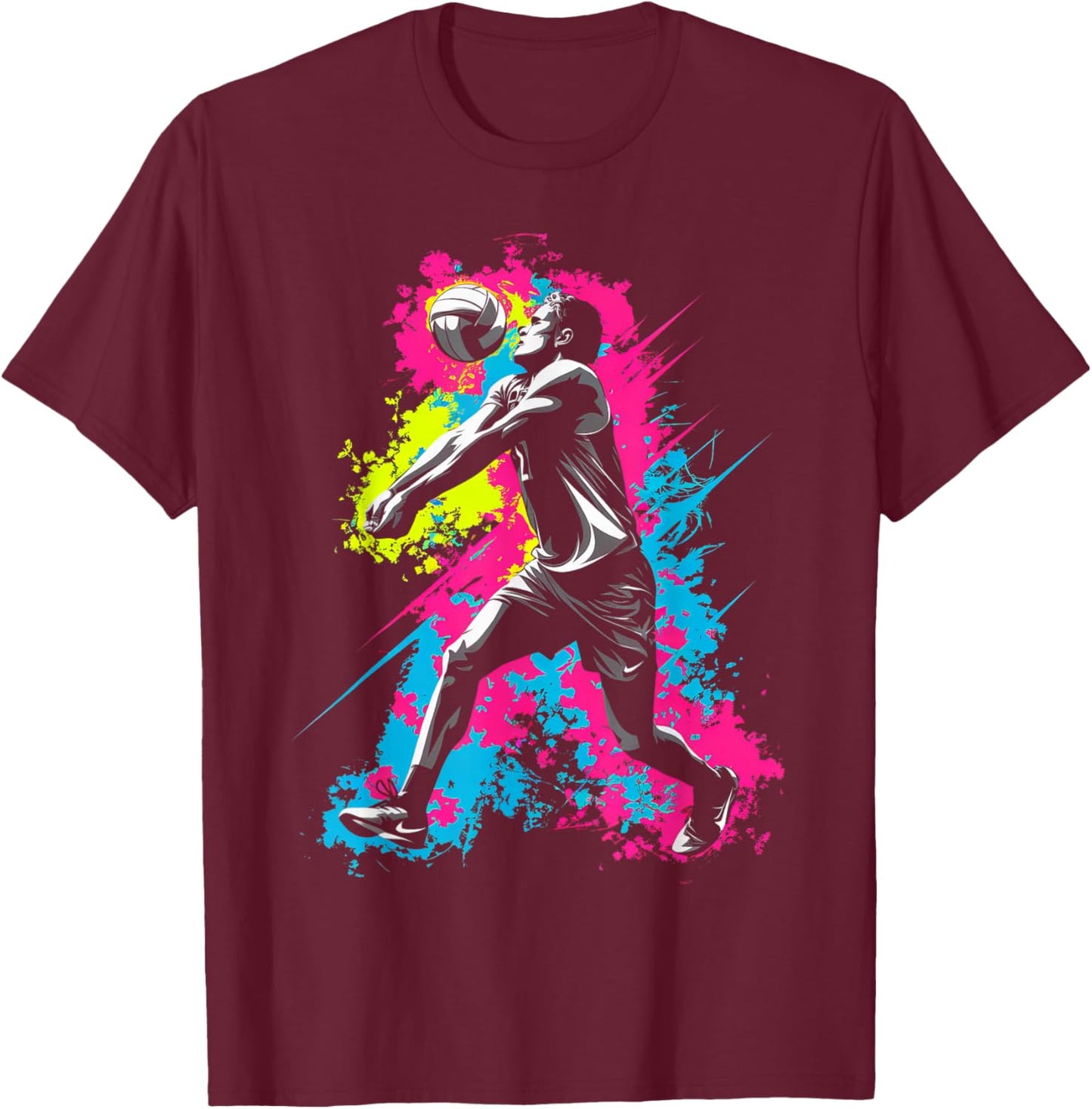 Colorful Volleyball Player Women Kids Volleyball T-Shirt - T-Shirt | Maroon