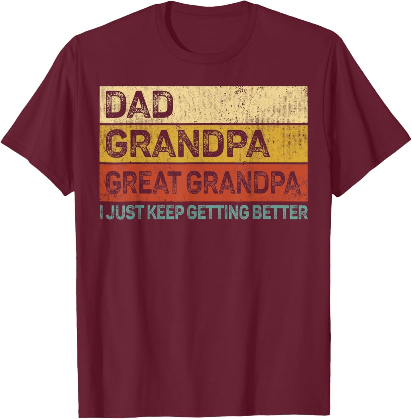 Fathers Day Gift from Grandkids Dad Grandpa Great Grandpa T-Shirt - T-Shirt | Maroon