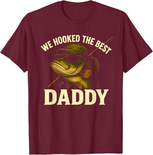 Fishing Dad Shirt We Hooked The Best Daddy Fisher Funny Fish T-Shirt - T-Shirt | Maroon