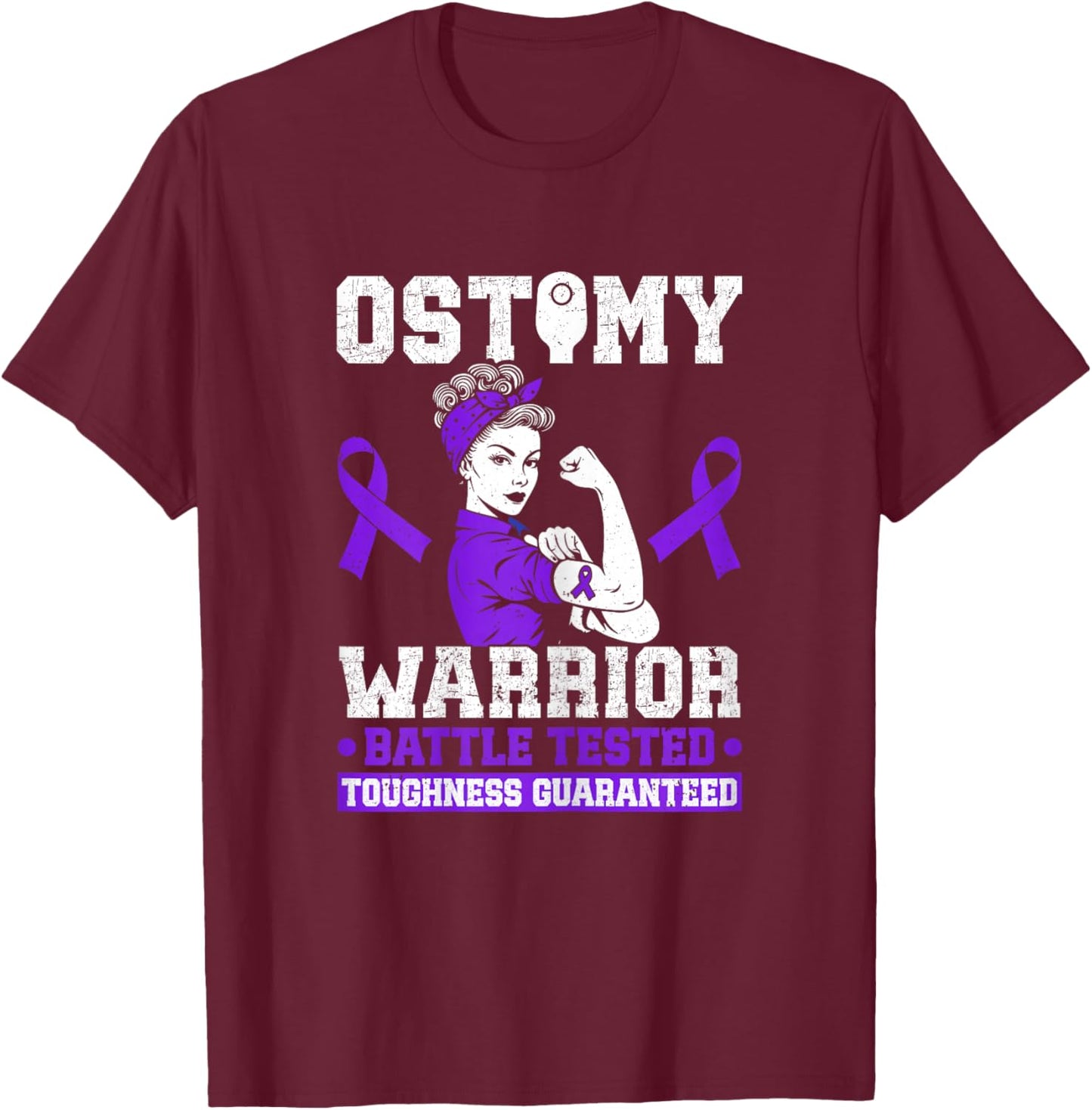 Ostomy Surgery Recovery Ostomy Warrior T-Shirt - T-Shirt | Maroon