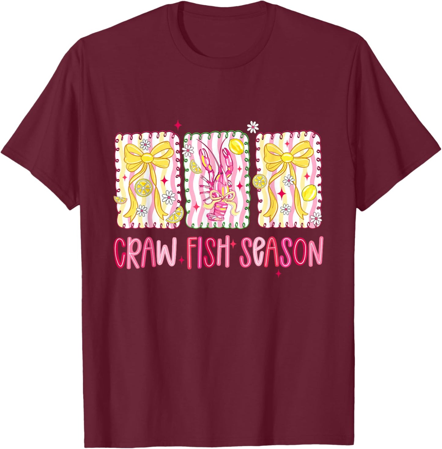 Preppy Tis The Season Crawfish Season Summer Vibes Women Men T-Shirt - T-Shirt | Maroon