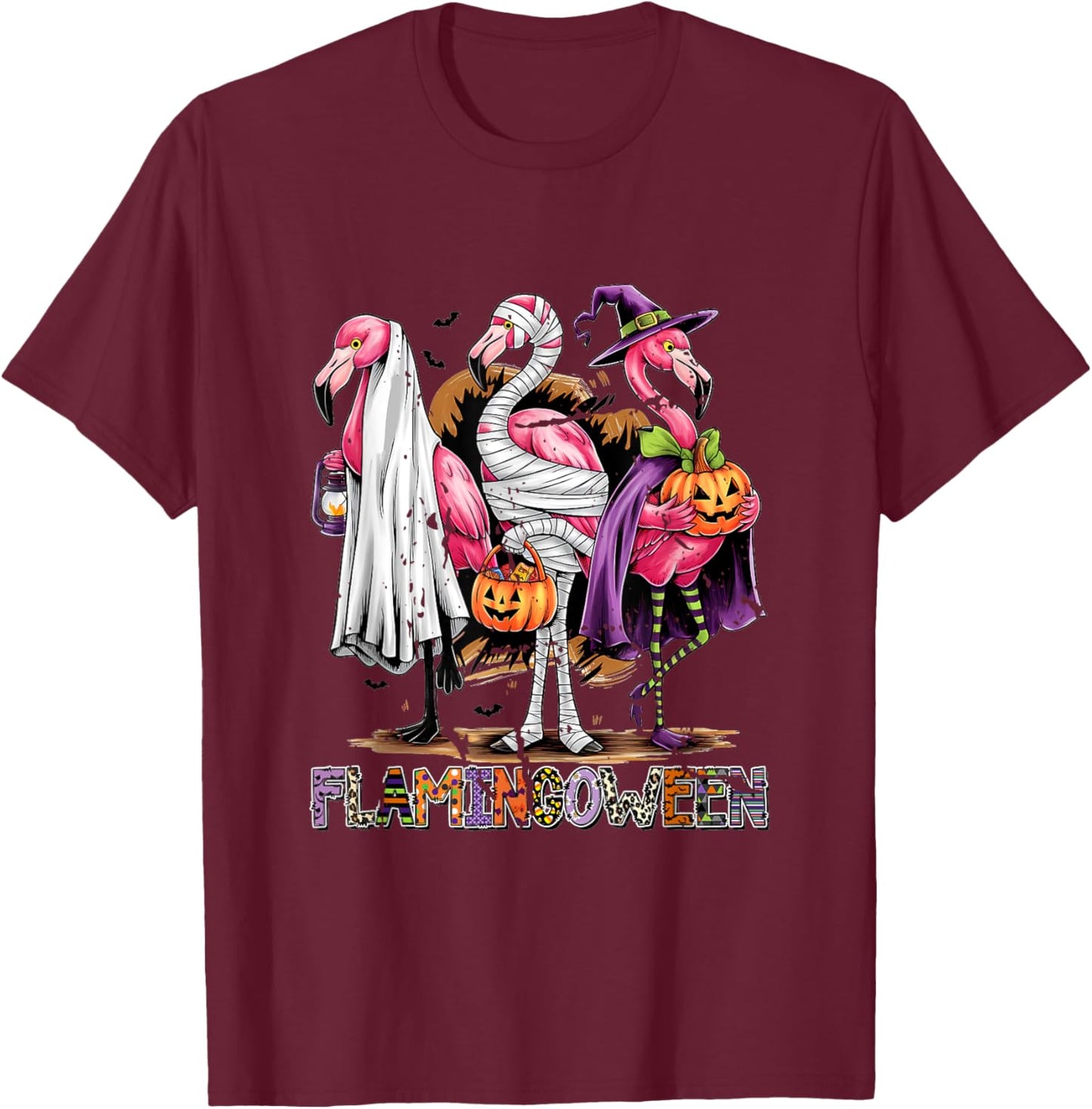 Halloween Flamingoween Ween Spooky Flamingo T-Shirt - T-Shirt | Maroon