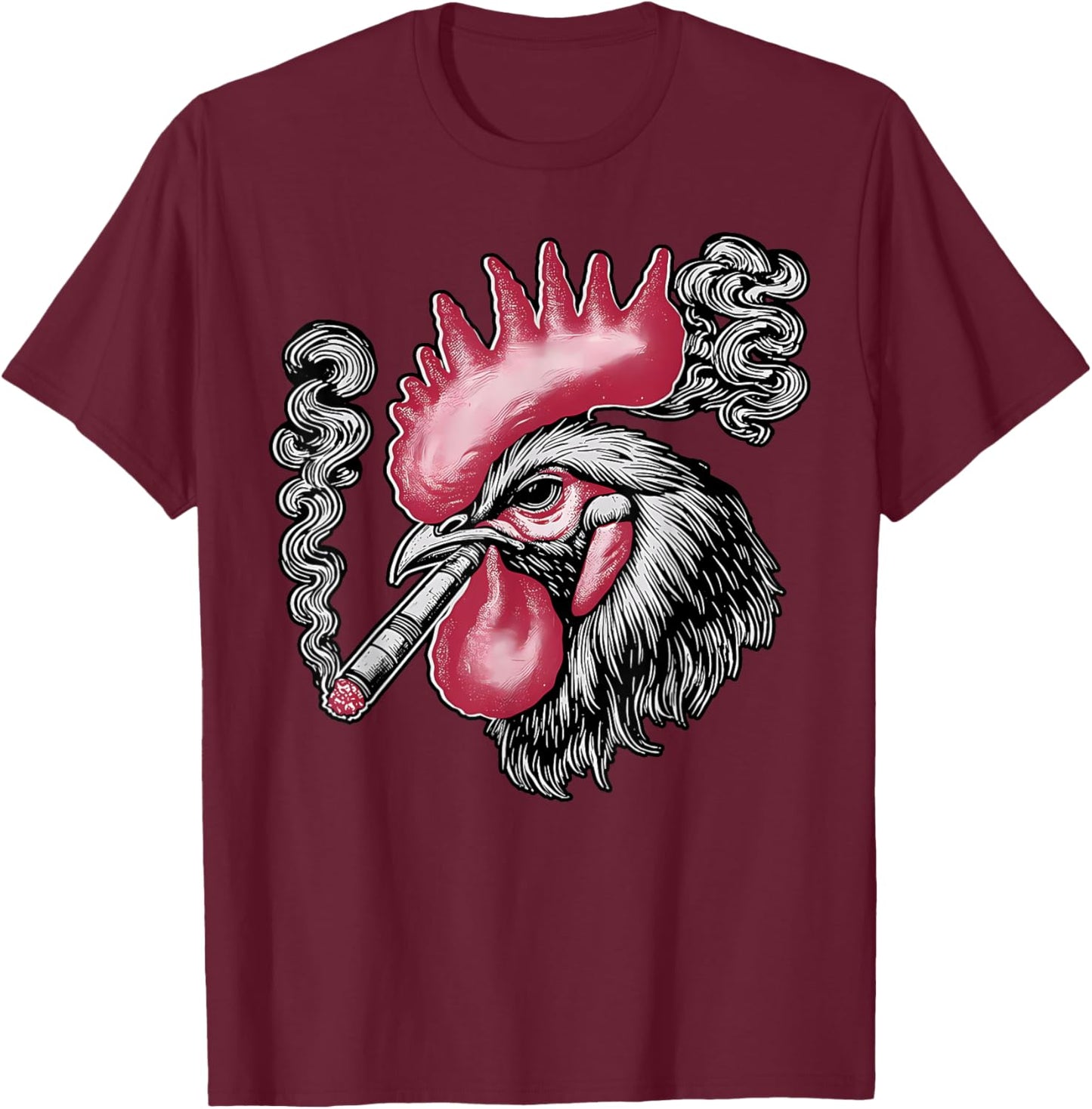 Funny Rooster Smoking Weed Marijuana Cannabis 420 Stoner T-Shirt - T-Shirt | Maroon