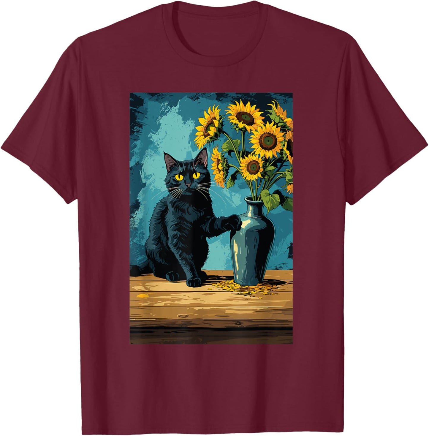 Cat with a flower vase Women T-Shirt - T-Shirt | Maroon