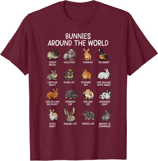 Bunny Design Women Kids Rabbit Hare Bunny Lover T-Shirt - T-Shirt | Maroon