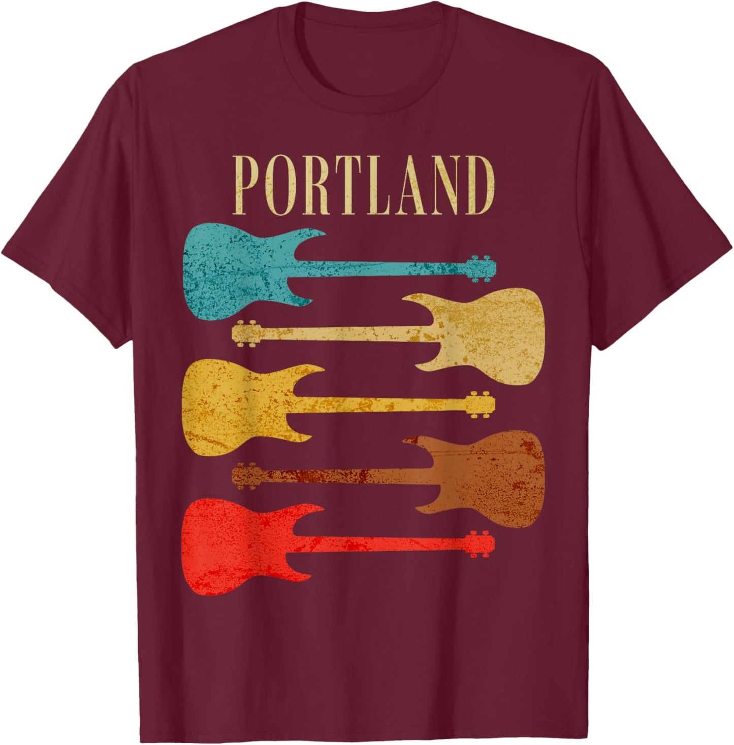Portland Concert Rock Music Festival Guitars Oregon T-Shirt - T-Shirt | Maroon