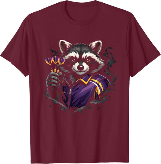 Lustiges Dart Waschbär Outfit Darts Werfen Dartboard Trikot T-Shirt - T-Shirt | Maroon