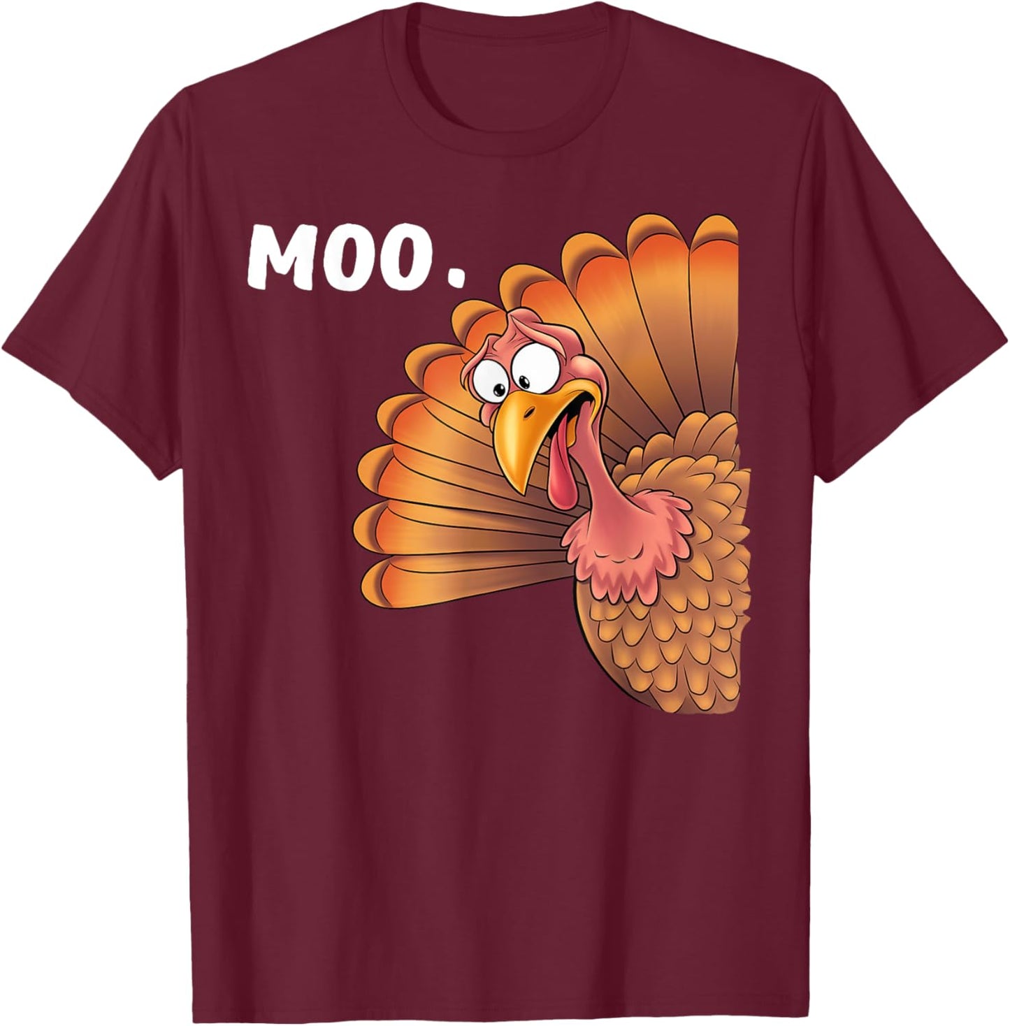 Turkey Moo Funny Thanksgiving Gifts Women Kid Boy T-Shirt - T-Shirt | Maroon