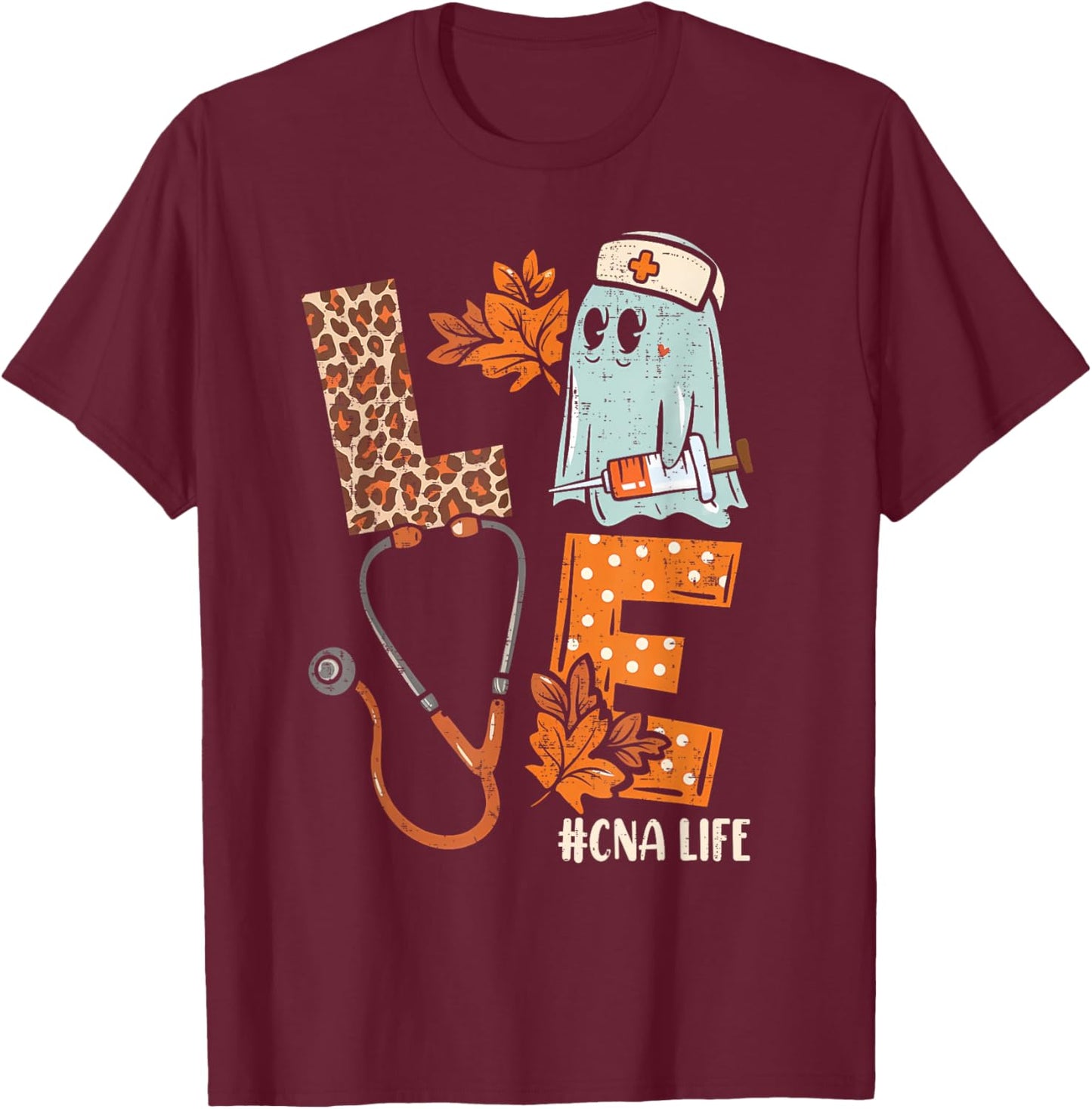 Halloween nurse assistant shirts LOVE CNA life Stethoscope T-Shirt - T-Shirt | Maroon
