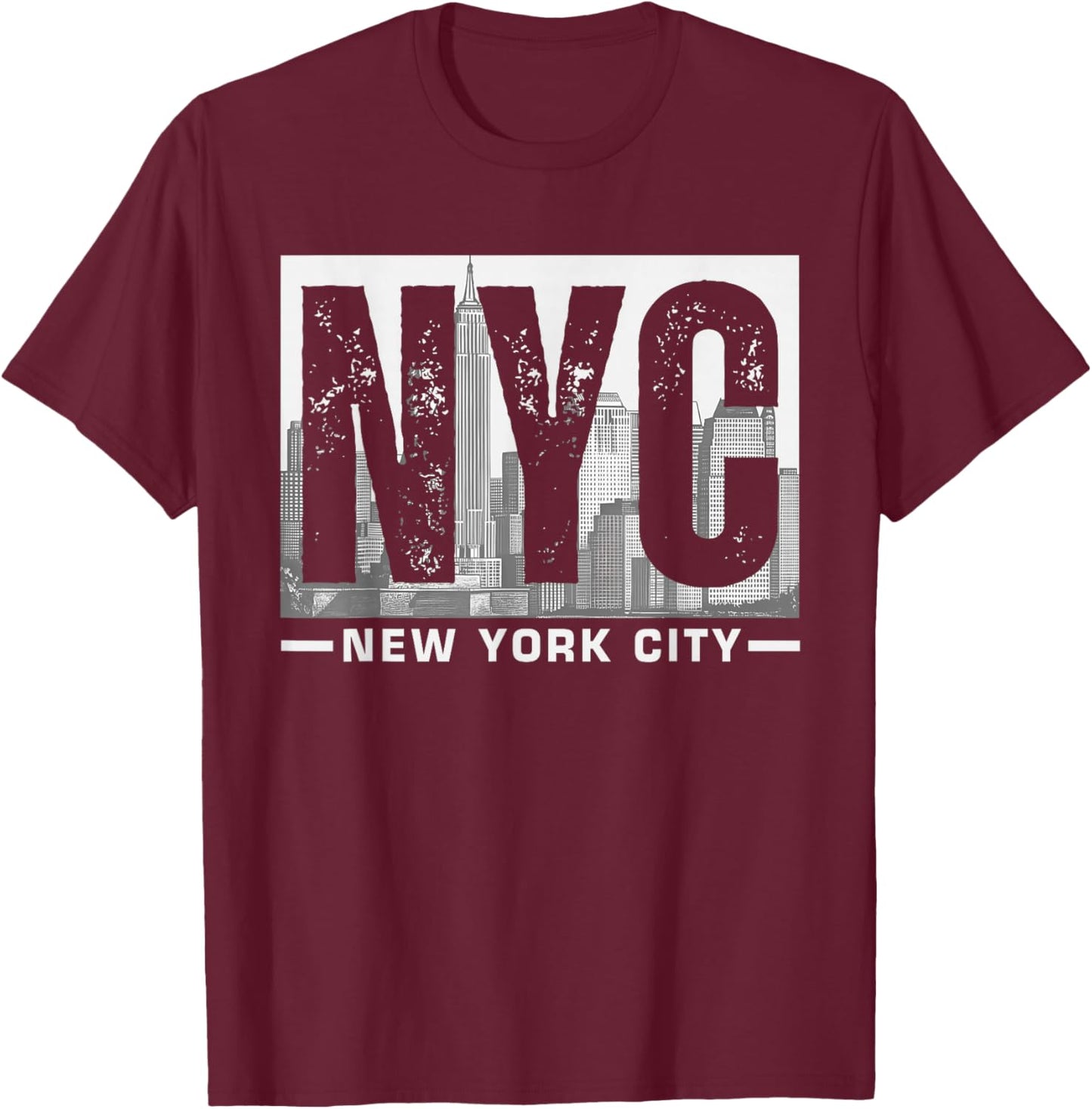 Vintage NYC New York City NY Skyline Souvenir Men Women Kids T-Shirt - T-Shirt | Maroon