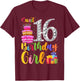 Cute Pink Black "Sweet 16" Style I 16th Birthday Idea T-Shirt - T-Shirt | Maroon