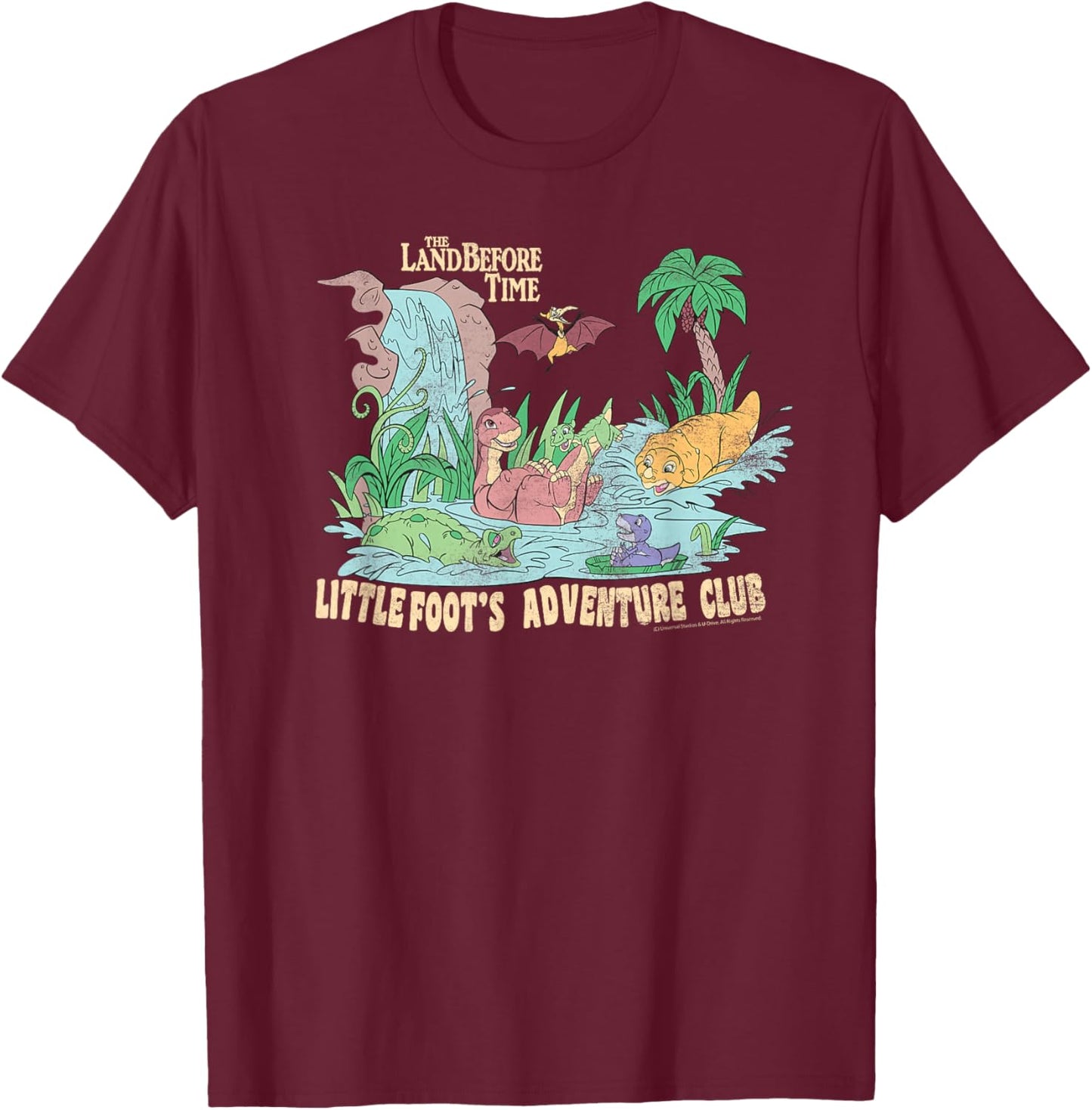 The Land Before Time Little Foot's Adventure Club T-Shirt - T-Shirt | Maroon